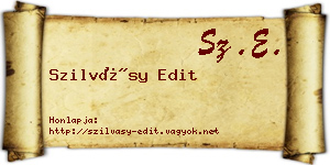 Szilvásy Edit névjegykártya